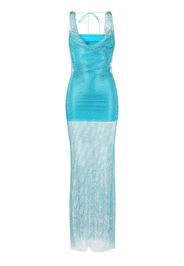 Giuseppe Di Morabito crystal-embellished cowl-neck crocheted maxi dress - Blue