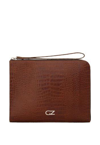 Zanotti, embossed croc-see clutch bag |