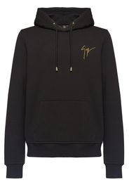 embroidered logo drawstring hoodie