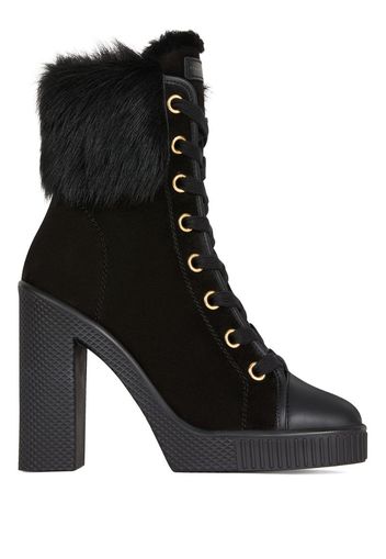 lace-up fur shearling trim boots