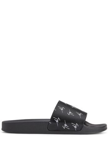 Giuseppe Zanotti Brett all-over logo slides - Black