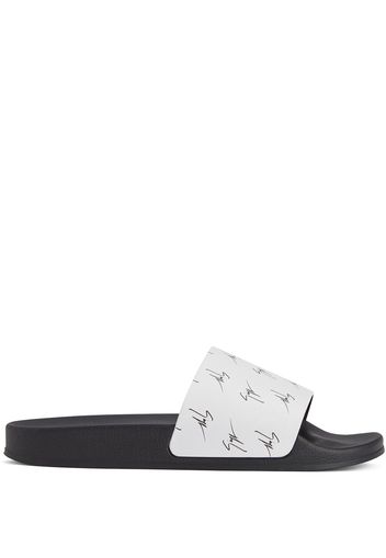 Giuseppe Zanotti Brett all-over logo slides - White