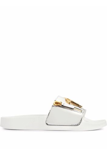 Giuseppe Zanotti Brett logo zip slides - Silver