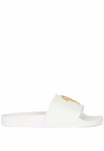 Giuseppe Zanotti Brett logo-plaque sliders - White