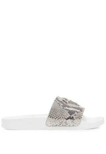 Giuseppe Zanotti Brett snake-print sliders - White