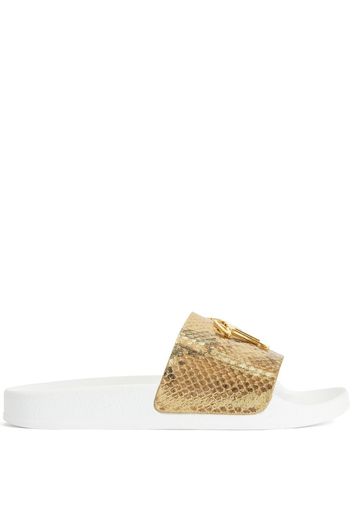 Giuseppe Zanotti Brett snakeskin-effect slides - Gold