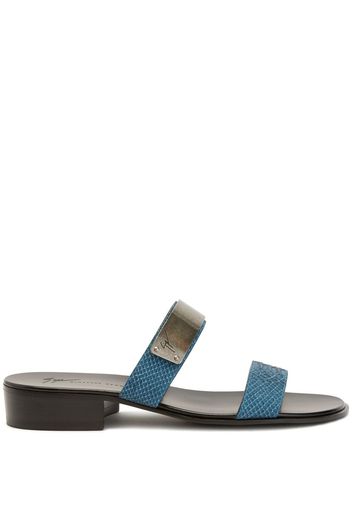 Giuseppe Zanotti metal-plaque snakeskin-effect sandals - Blue