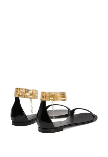 Giuseppe Zanotti Kay gold ankle-strap flat sandals - Black