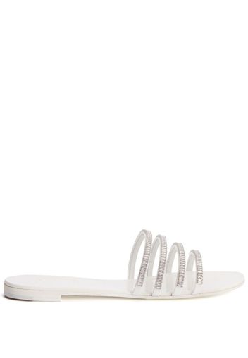 Giuseppe Zanotti Iride crystal-embellished slides - White