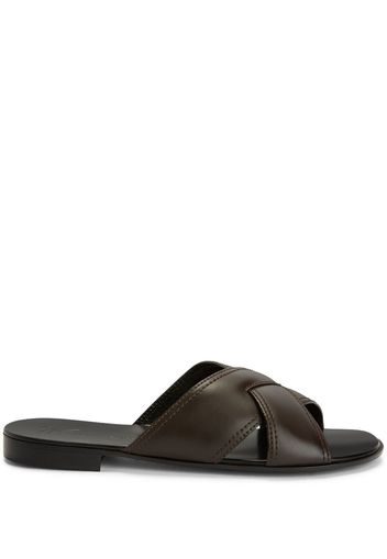 Giuseppe Zanotti Flavio crossover leather slides - Brown