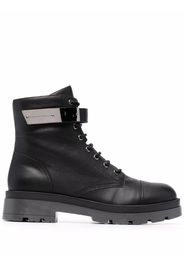 Giuseppe Zanotti engraved-logo lace-up boots - Black