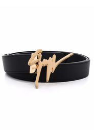 Giuseppe Zanotti logo-plaque buckle belt - Black