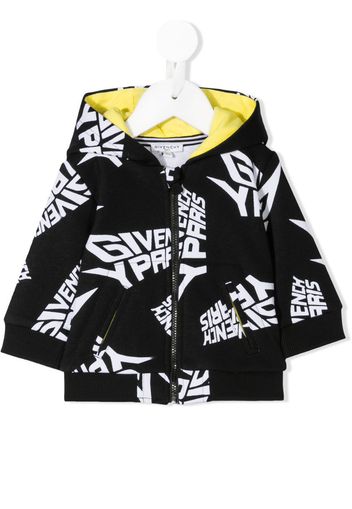 stylized logo zip-up hoodie