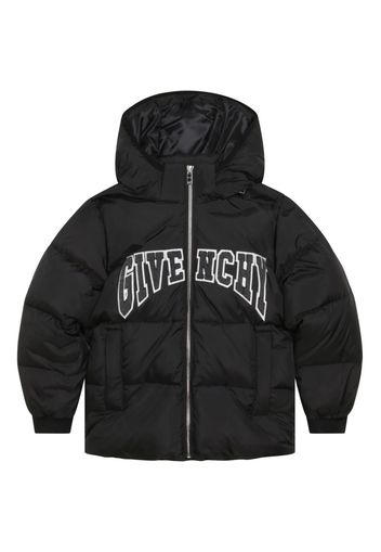 Givenchy Kids logo-patch hooded padded jacket - Black