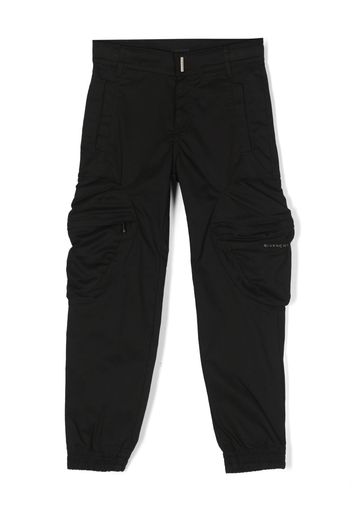 Givenchy Kids logo-plaque gabardine trousers - Black