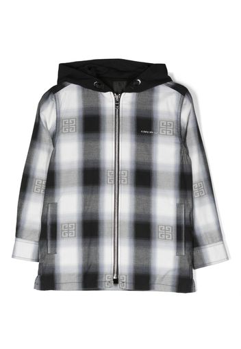 Givenchy Kids 4G-jacquard checked hooded overshirt - Black