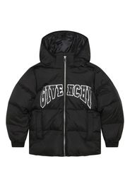 Givenchy Kids logo-patch hooded padded jacket - Black