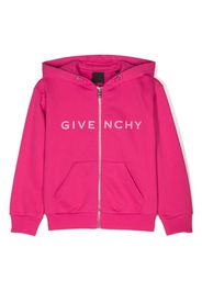 Givenchy Kids logo-print zip-up hooded jacket - Pink