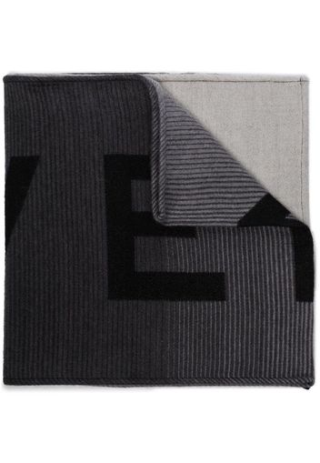 Black and grey wool logo scarf