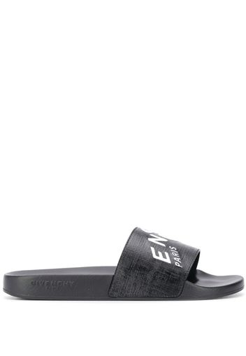 logo print leather slides