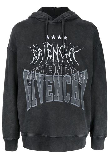 Givenchy logo embroidery drawstring hoodie - Black