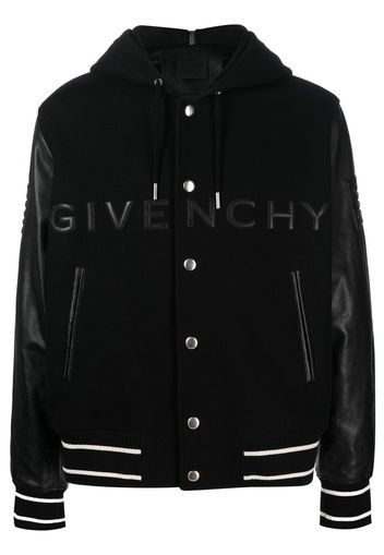 Givenchy raised-logo hooded varsity jacket - Black