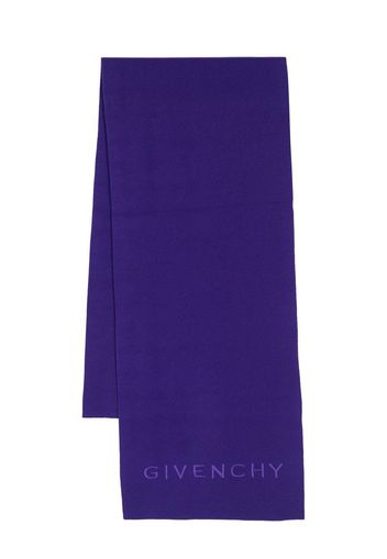 Givenchy logo-embroidery wool scarf - Purple