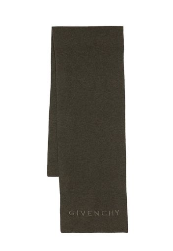 Givenchy logo-embroidery wool scarf - Green