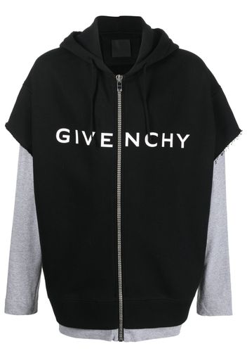 Givenchy logo-print layered hoodie - Black