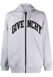 Givenchy logo-patches zip-up cotton hoodie - Grey