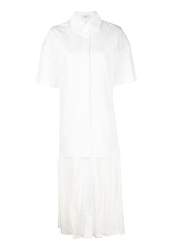 Goen.J shirt-layered pleated-lace dress - White