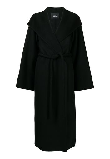 Goen.J tie-waist wool-blend double-faced coat - Black