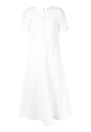 Goen.J macramé-panel lace dress - White