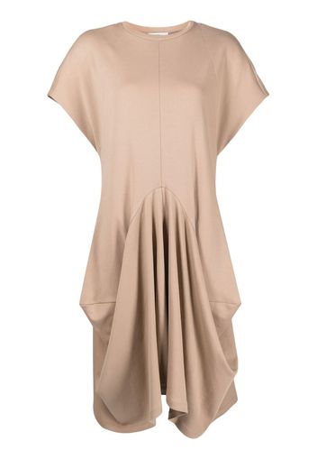 Goen.J drape-detail midi dress - Brown