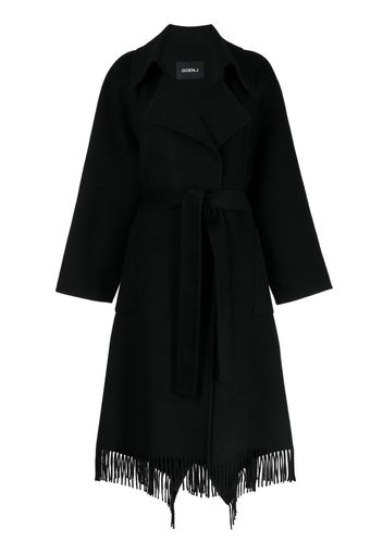 Goen.J double-faced fringed coat - Black