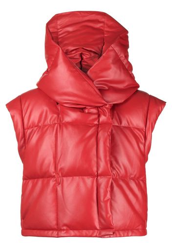 Goen.J Vegan-leather quilted-down gilet - Red