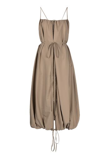 Goen.J zip-embellished ballon taffeta dress - Brown