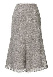 metallic tweed midi skirt