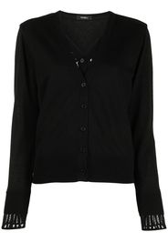 Goen.J lace-panelled V-neck cardigan - Black