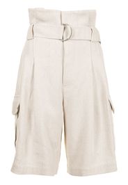 Goen.J belted paperbag-waist bermuda shorts - Neutrals