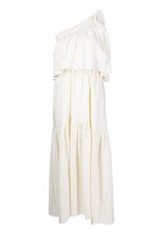 Goen.J gathered one-shoulder dress - Neutrals