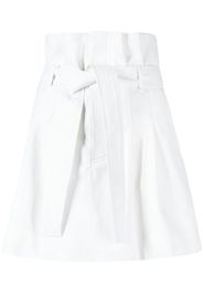 Goen.J belted flared shorts - White