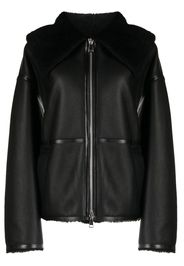 Goen.J shearling-lined aviator leather jacket - Black