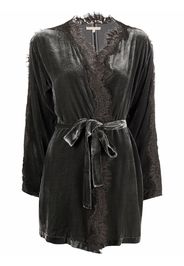 Gold Hawk lace-trim belted coat - Grey