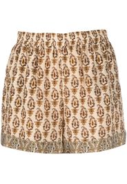 Gold Hawk Provence graphic-print silk shorts - Neutrals