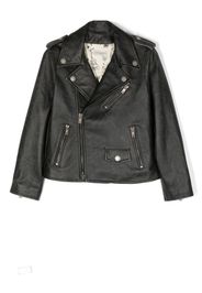 Golden Goose Kids zip-up biker jacket - Black