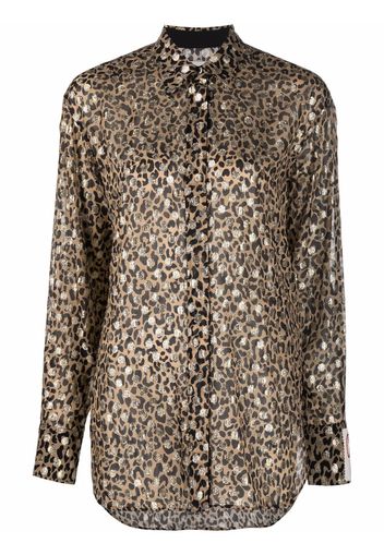 Golden Goose leopard-print metallic shirt - Brown