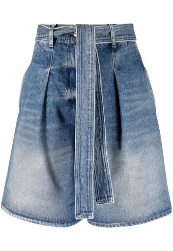 Golden Goose bleach-effect belted tailored shorts - Blue