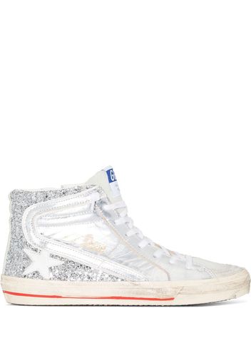 Golden Goose logo-patch lace-up sneakers - Silver