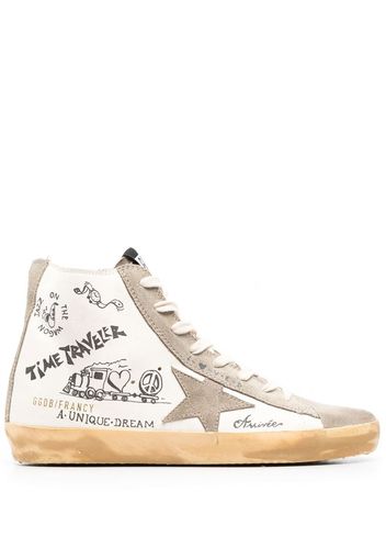 Golden Goose Francy Journey-print high-top sneakers - White